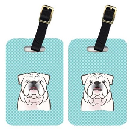 Carolines Treasures Carolines Treasures BB1158BT Pair Of Checkerboard Blue White English Bulldog Luggage Tags BB1158BT